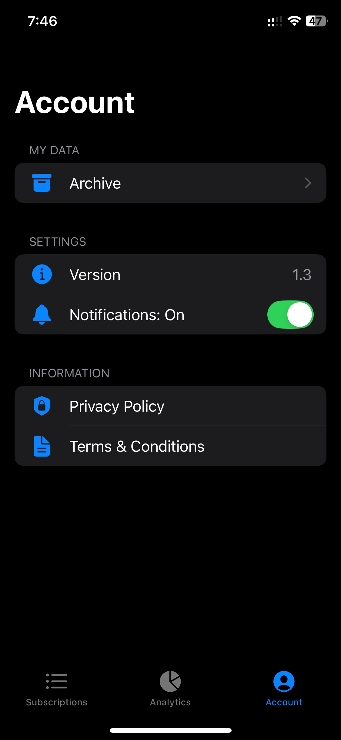 SubSage Налаштування Акаунту